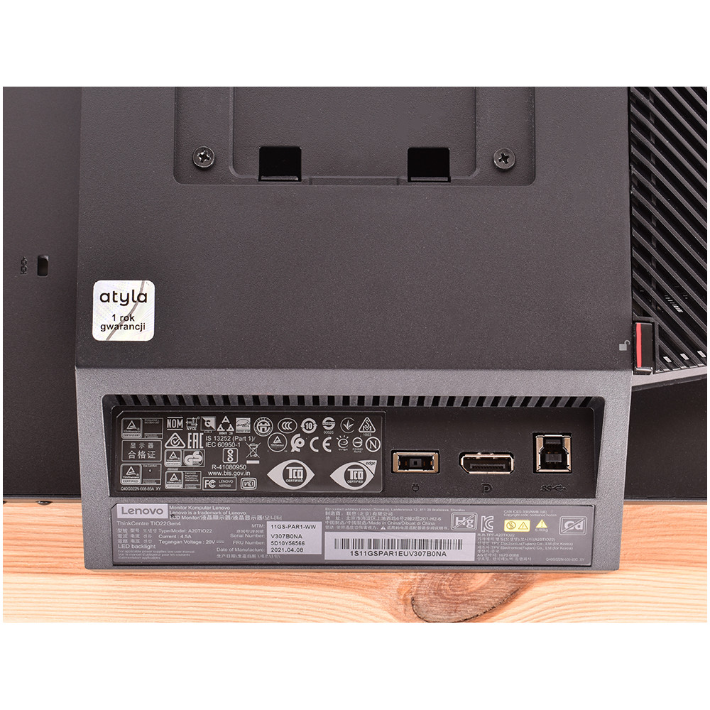 Monitor LED Lenovo ThinkCentre TIO22 Gen4 21 cali 1920 x 1080 Full HD IPS do AIO Kamera Głośniki - 7830